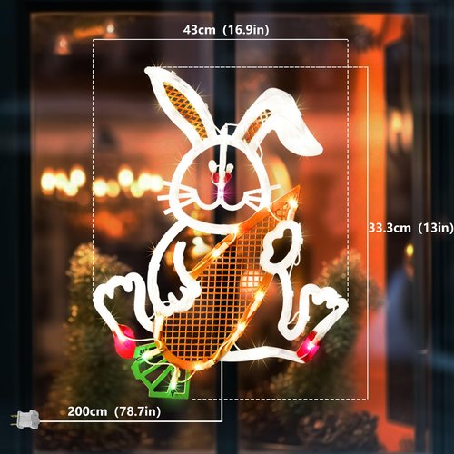 LAMPHOME 17 Inch Lighted Easter Bunny Rabbit Spring Window Silhouette