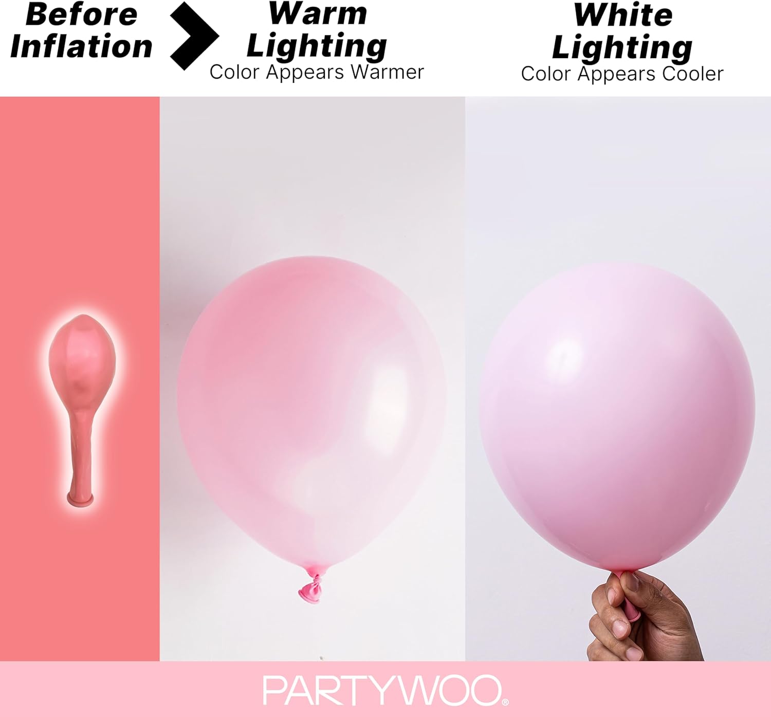 PartyWoo Baby Pink Balloons - 127-Piece Arch Kit with Various Sizes for Baby Shower & Birthday Decor