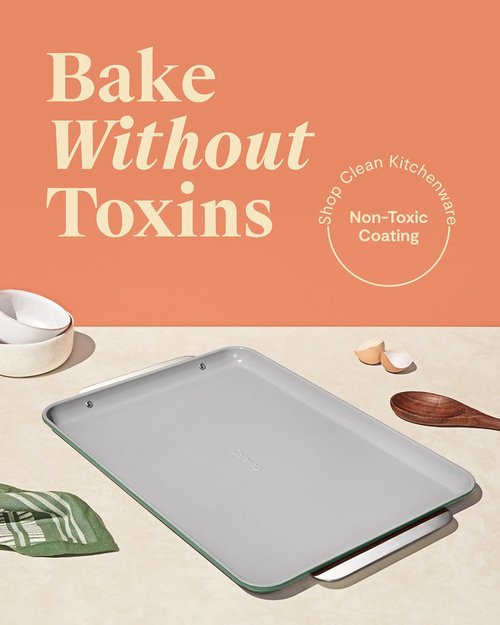 Caraway Non-Stick Ceramic Baking Sheet - Naturally Slick & Non-Toxic - Perfect for Baking & Roasting - Large (18" x 13") - Sage