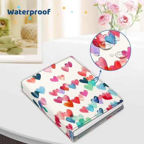 Fintie Photo Album 5x7 Photos - 52 Pockets Small Mini Capacity Premium Vegan Leather Cover, Portable Wallet Albums Book for Wedding Family Boys Girls Art Work (Raining Hearts)