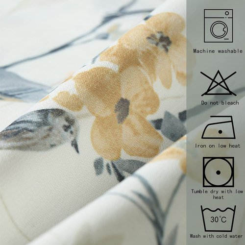 Leeva Kitchen Curtains Valances for Kids Room Porch, Linen Energy Efficient Birds Print Pattern Rod Pocket Small Drapes for Bedroom, 52 x 12, Grey, One Panel