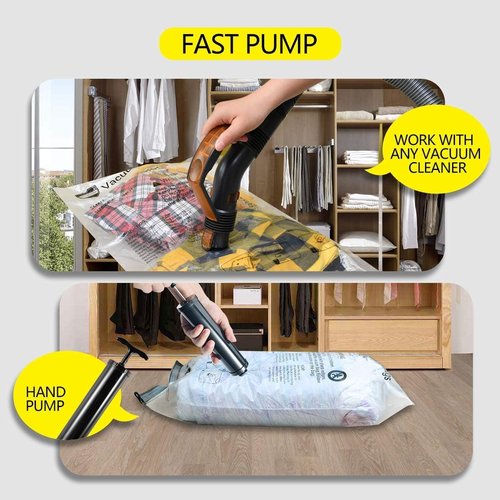 GONGSHI Vacuum Storage Bags - Jumbo Space Saver Seal Bags for Clothing, Blankets & Luggage | 10 Pack