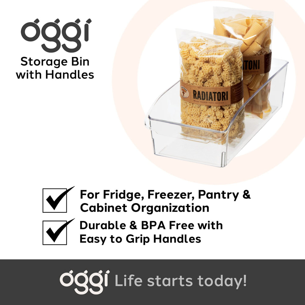 Oggi Fridge / Pantry Bin w/ Fingergrip Handle (12" x 5.75" x 3.5")