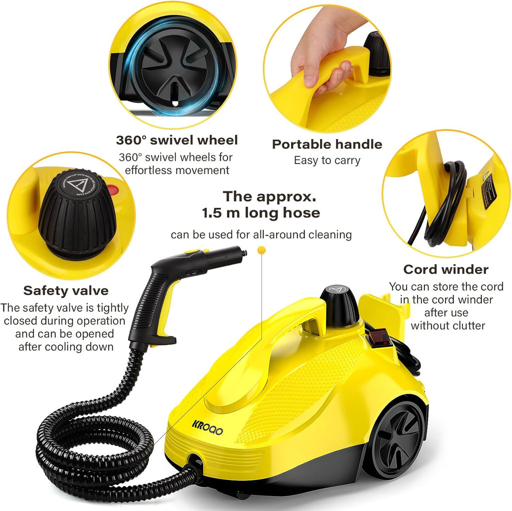 Skiennix Steam Cleaner - Powerful Multipurpose Steamer with 23 Accessories | 16.4ft Power Cord for Home Cleaning