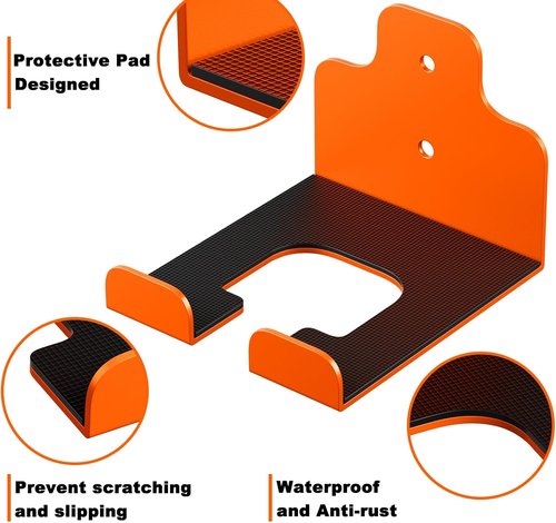 JNIHEEP Garage Organizer - Wall-Mounted Trimmer Rack for Garden Tools | 2-Pack Orange Hangers