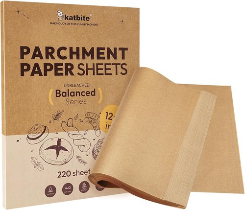 Katbite Parchment Paper Sheets - 220 Pcs Unbleached Non-Stick Baking Paper, 12x16 Inches | Perfect for Baking & Air Frying