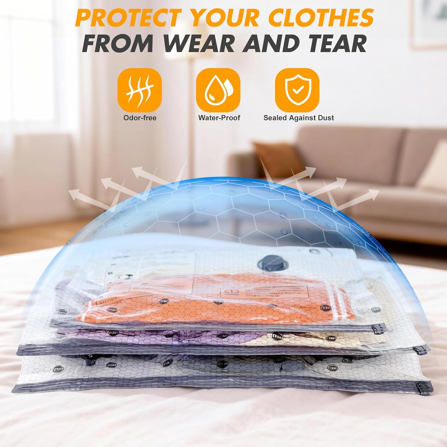 Travel Vacuum Storage Bags - Space-Saving Compression Bags with Electric Pump | Pack of 12