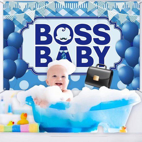 Dill-Dall Baby Backdrop Wall Banner, Welcome Baby Boy Gender Reveal Party Photo Background Decorations Supplies Hanging Sign, 6x4ft