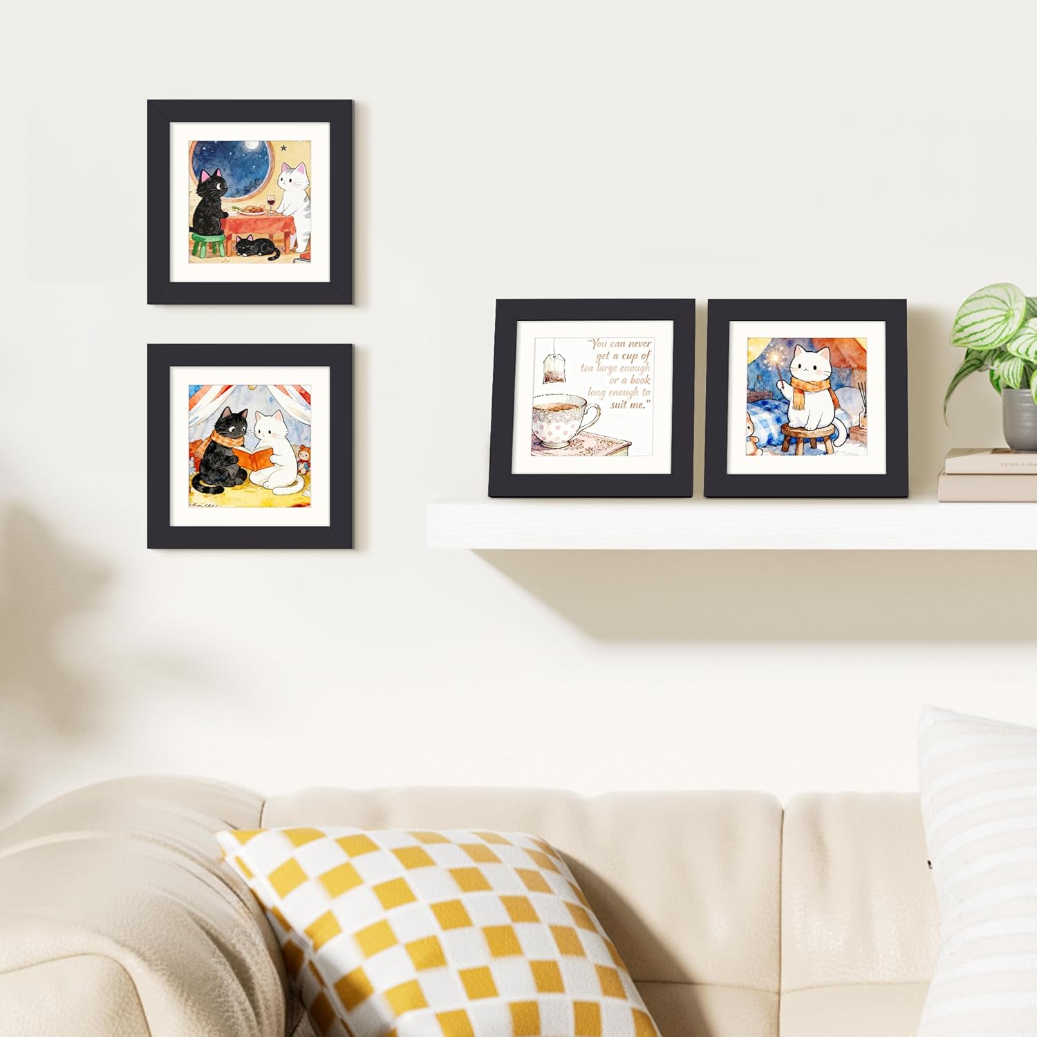 Upsimples 5x5 Picture Frame - Display 4x4 Photos with Mat or 5x5 Without | Black, 1 Pack