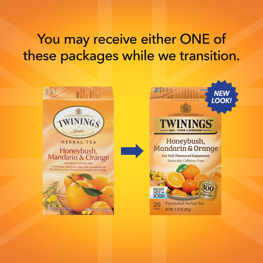 Twinings of London Herbal Tea Bags - Honeybush, Mandarin & Orange Flavor | 20 Count