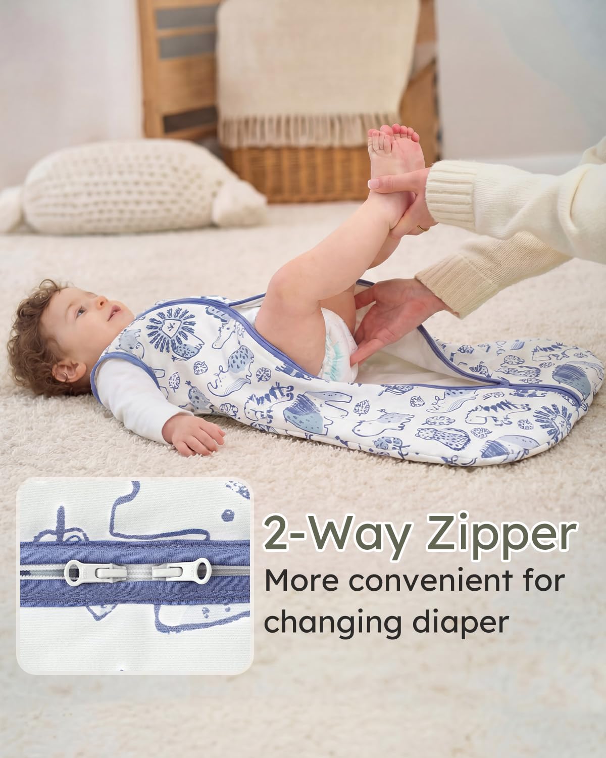 Yoofoss Baby Sleep Sack - 1.5 Tog Wearable Blanket for 6-12 Months | 100% Organic Cotton, Warm & Comfy