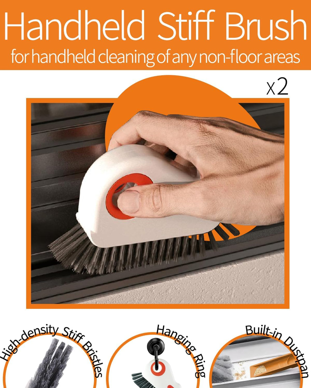 Skiennix Window Sill Cleaner Tool - Hard Bristle Gap Scrub Brush for Home & Bathroom | 8-Piece Set