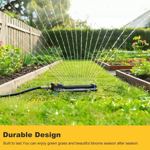 FANHAO Oscillating Sprinkler - Durable Lawn Watering System for Up to 3,600 Sq. Ft. | 19 Adjustable Nozzles