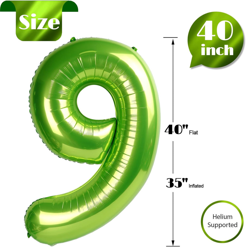 Number 9 Balloon - 40 Inch Light Green Giant Birthday Decoration for Girls | Perfect for 9th, 19th, 29th Parties