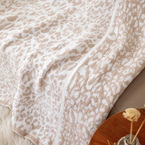 MH MYLUNE HOME Ultra Soft Leopard Throw Blanket (50x60 inches) Khaki Microfiber Blankets Plush Warm Reversible Cheetah Blanket Leopard Pattern Throw for Couch Bed Sofa, Khaki, 50"x60", 410GSM