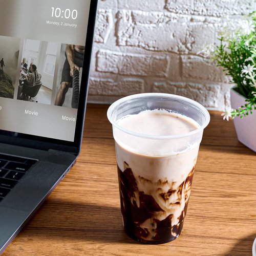 FOCUSLINE 16 oz Clear Plastic Cups - 300 Pack Disposable Drinking Cups for Water, Juice & Soda