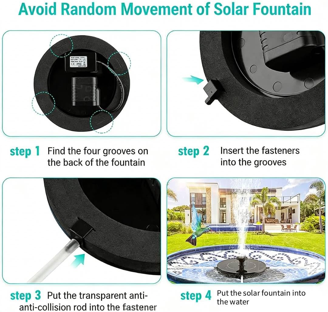 Solar Bird Bath Fountain Pump by 9V | 3.5W Free Standing Solar Panel Water Sprinkler for Garden