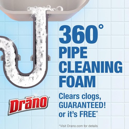 Drano Dual-Force Foamer Drain Clog Remover - Unclogs Shower & Sink Drains, 17 Fl Oz