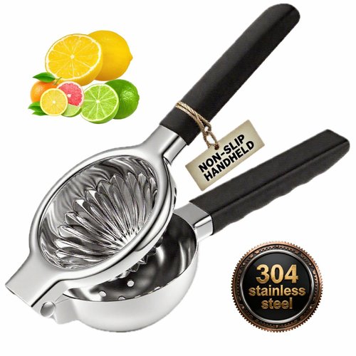 iStarcas Stainless Steel Lemon Squeezer, Manual Citrus Juicer with Non-Slip Handles, 304 Grade Steel Large Manual Lemon Press Juicer, Ergonomic Design Handheld Lime Squeezer Fruit Juicer