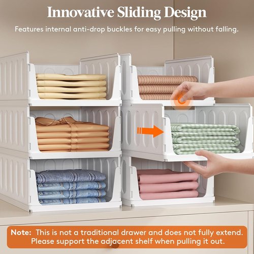 Lifewit 6-Pack Stackable Closet Organizers - Multifunctional Storage Bins for Clothes | 12.6 Inch Size