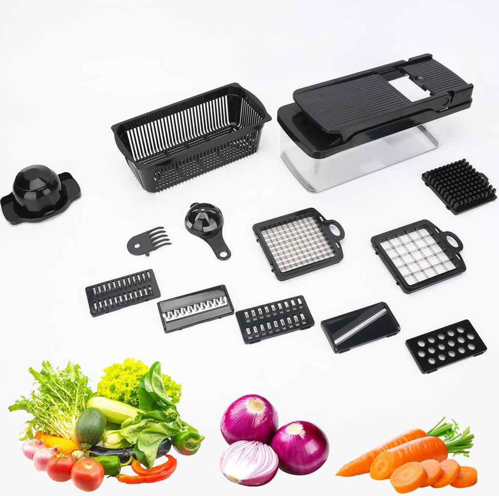 Skiennix 14-in-1 Vegetable Chopper - Multifunctional Stainless Steel Onion Slicer & Food Dicer Set