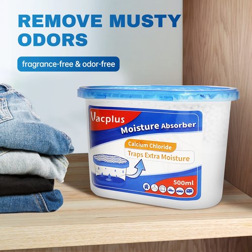 Vacplus Moisture Absorbers - Dehumidifiers for Closet, Efficient Humidity Absorber Boxes Collect Excess Moisture for Bathroom, Kitchen, Study, Fragrance-Free, 3 Pack