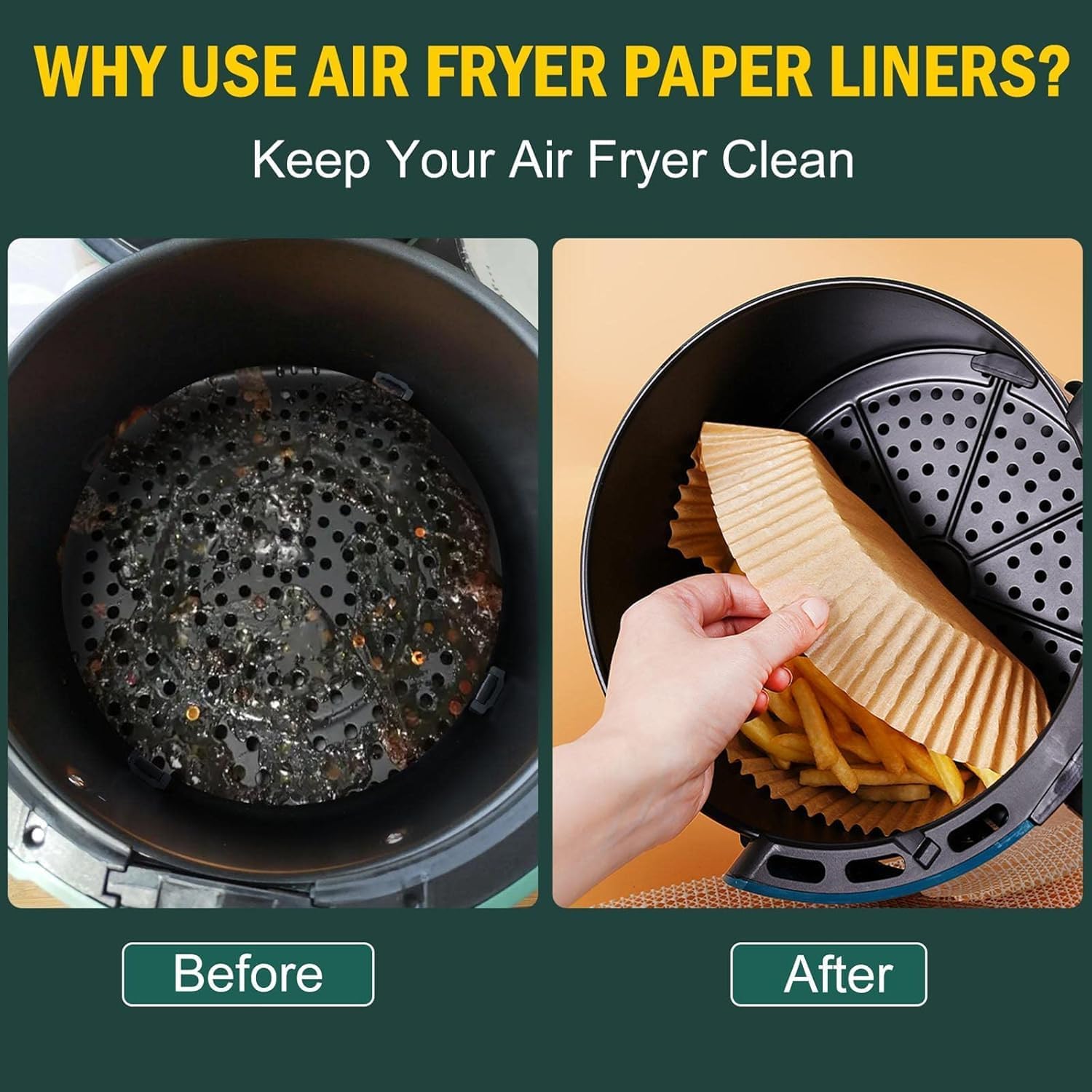AirFryer Disposable Paper Liner - Non-Stick Round Parchment for Cooking & Baking | 125PCS, 6.3 Inch