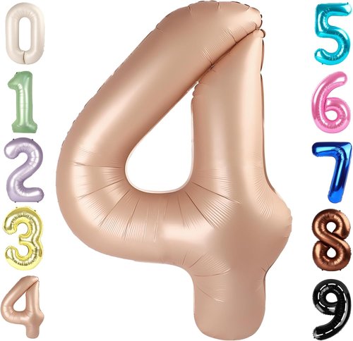 40 Inch Large Light Brown Number 4 Balloon by [Brand Name] - Perfect for Birthdays & Graduations
