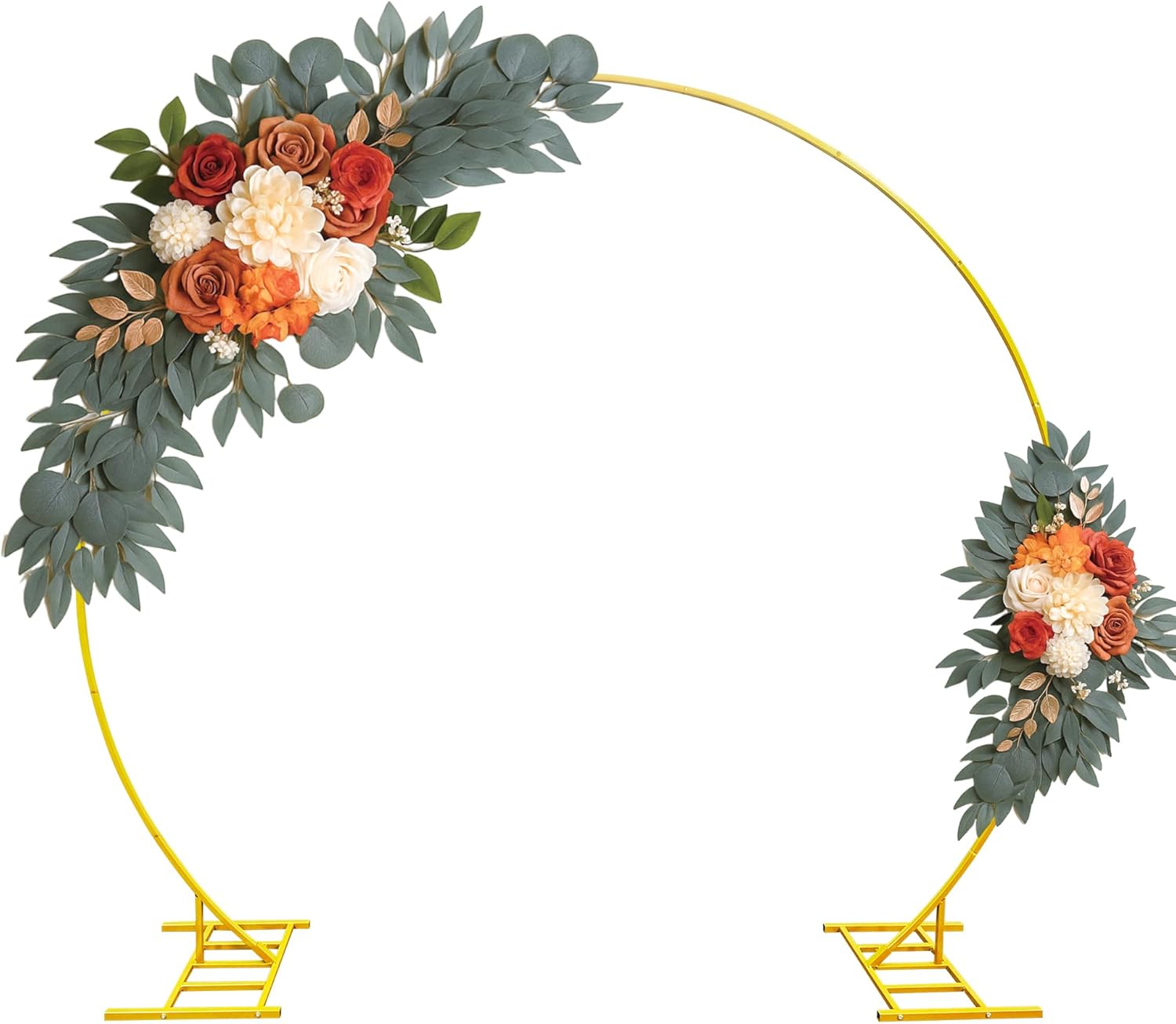 Skiennix Round Balloon Arch Stand - 8FT Gold Metal Circle Backdrop for Weddings & Events