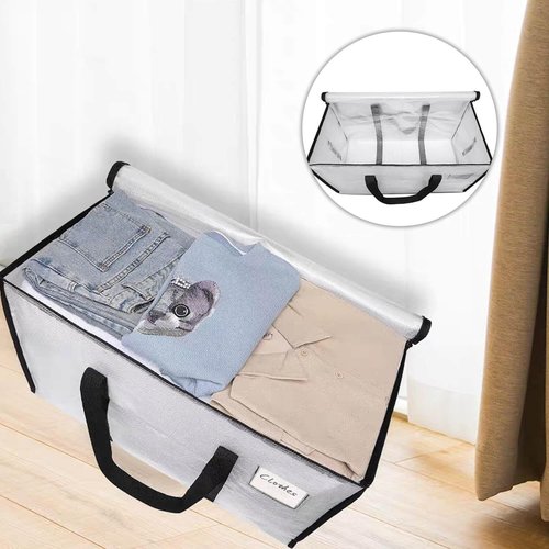 Large Moving Bags - 6 Pack Heavy Duty Storage Totes with Zippers & Carrying Handles | Clear Design