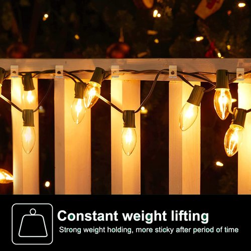 Self-Adhesive LED Strip Clips 15mm, Ideal for 14mm and 15mm LED Strip Light Brackets,IP67/IP68 Outdoor LED Strip Light Holder,Lighting Hanger for Party Release Cable and Fairy LED Lights Easily.