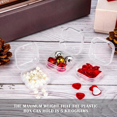 Clear Plastic Beads Storage Containers by [Brand Name] - 24 Packs with Hinged Lid for Crafts & Jewelry | 1.37 x 1.37 x 0.7 Inches