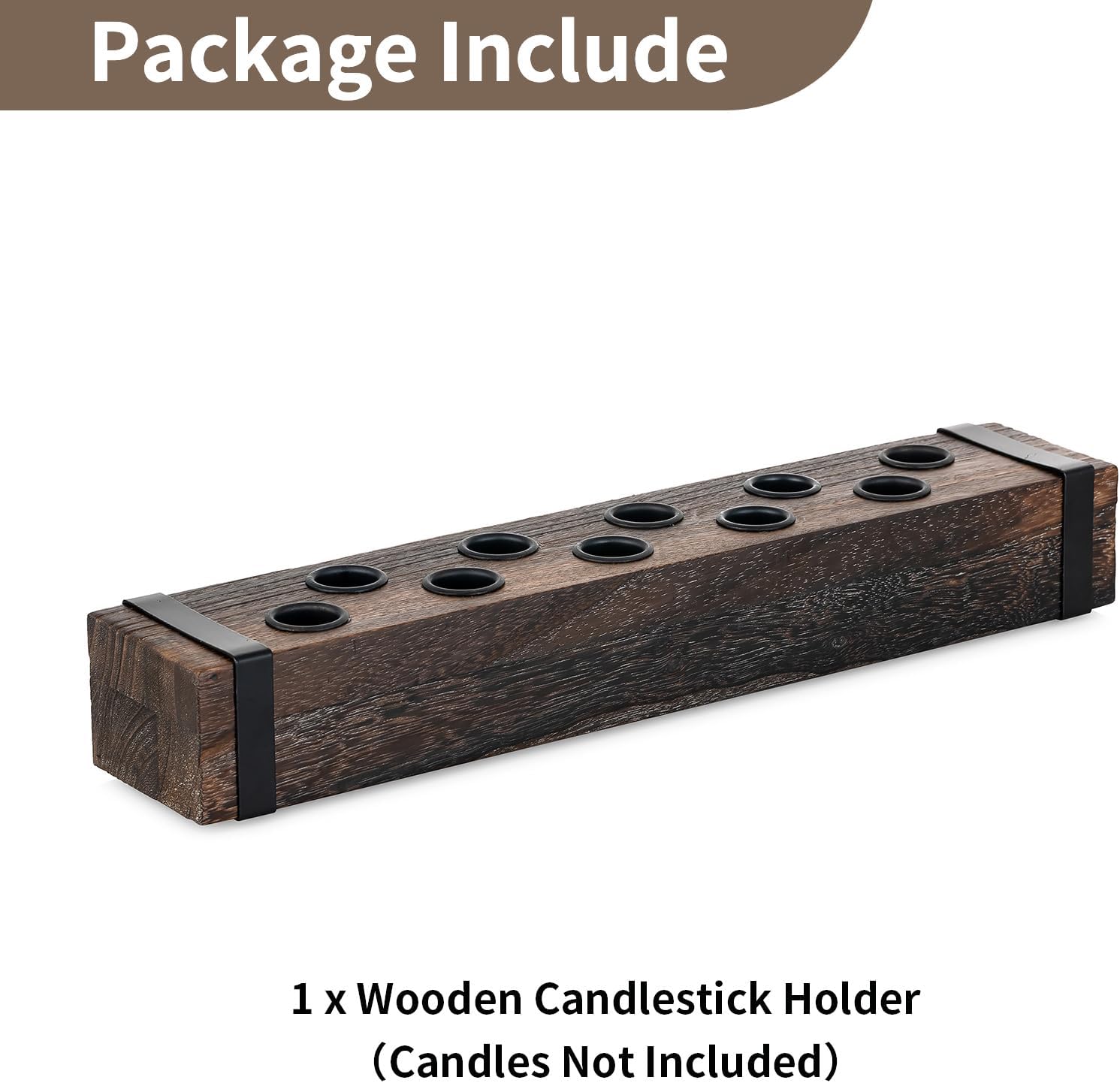 NUPTIO Wood Candelabra - 16.5-Inch Taper Candle Holder for Farmhouse Table Centerpiece | Perfect for Christmas Decor