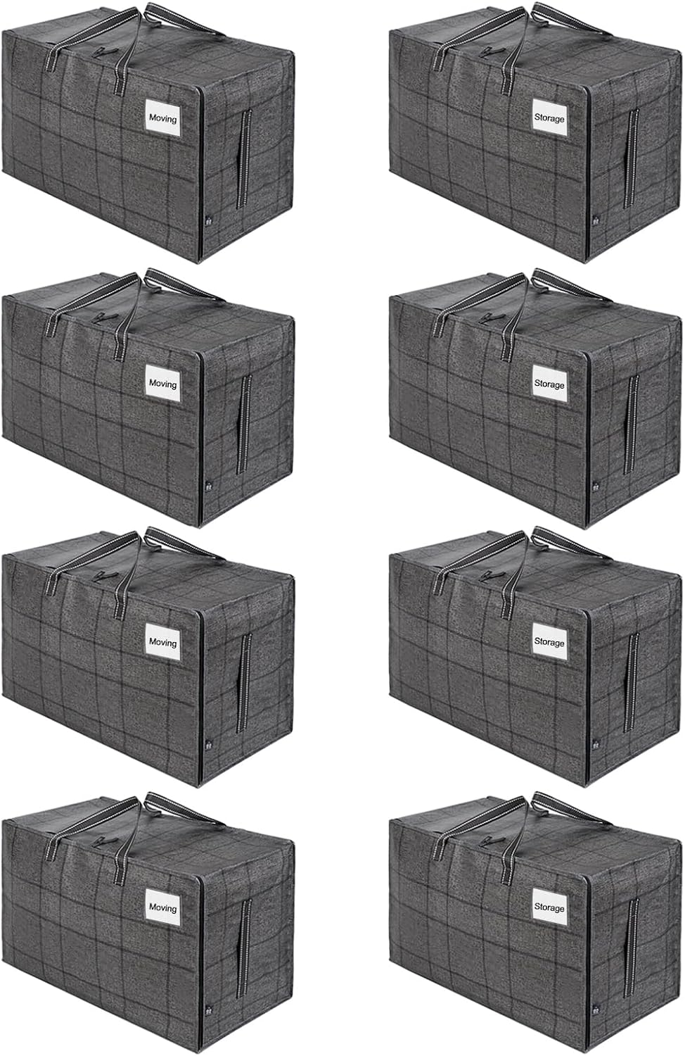 VENO Extra Large Heavy Duty Moving Bags - 8 Pack with Wide Opening & Reinforced Handles | Reusable Storage Totes for Clothes & College Dorm Essentials