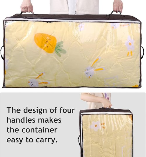 Budding Joy 90L Underbed Storage Containers - Large Capacity Foldable Bins with Clear Window | Brown 6-Pack
