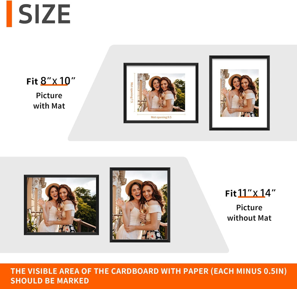 Regine Switzerland 11x14 Black Picture Frame - Versatile Display for 8x10 or 11x14 Photos | Wall/Tabletop Stand