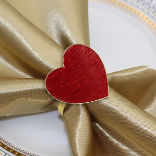 Valentine's Day Heart Napkin Rings Set of 8,Red Heart Napkin Rings Holders Buckle Metal Alloy Wedding Valentine's Day Birthday Party Table Decor Rings