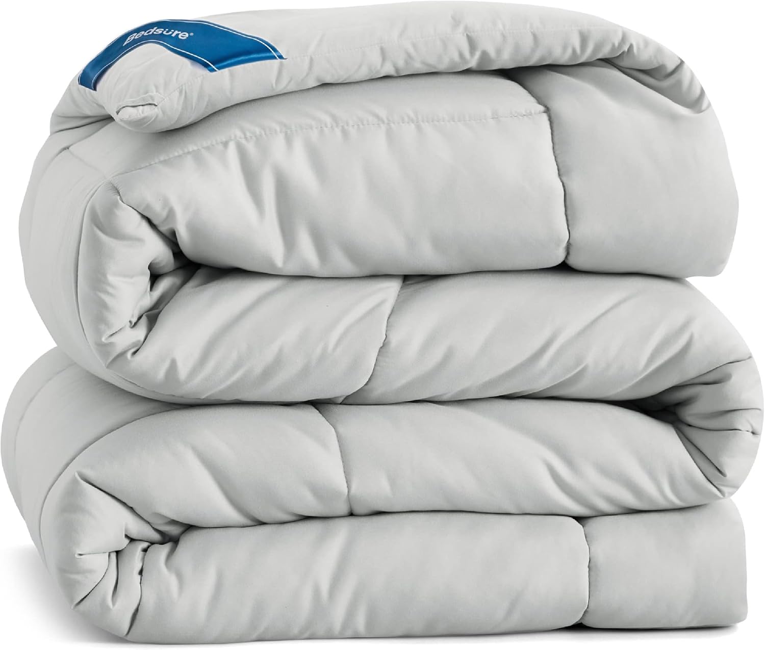Bedsure Comforter Duvet Insert - All-Season Twin Size Quilted Bedding, GentleSoft Down Alternative, Light Grey 88 x 68 Inches