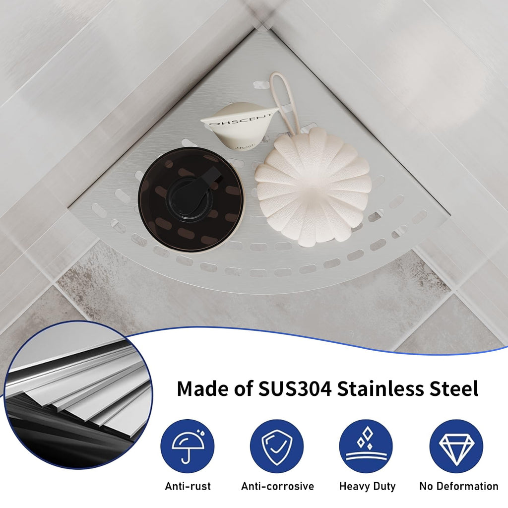 LFBA 2 Pack Corner Shower Shelves 304 Stainless Steel Shower Corner Shelf Brushed Nickel Bathroom 8 in Prevent Rust Drilling Installation