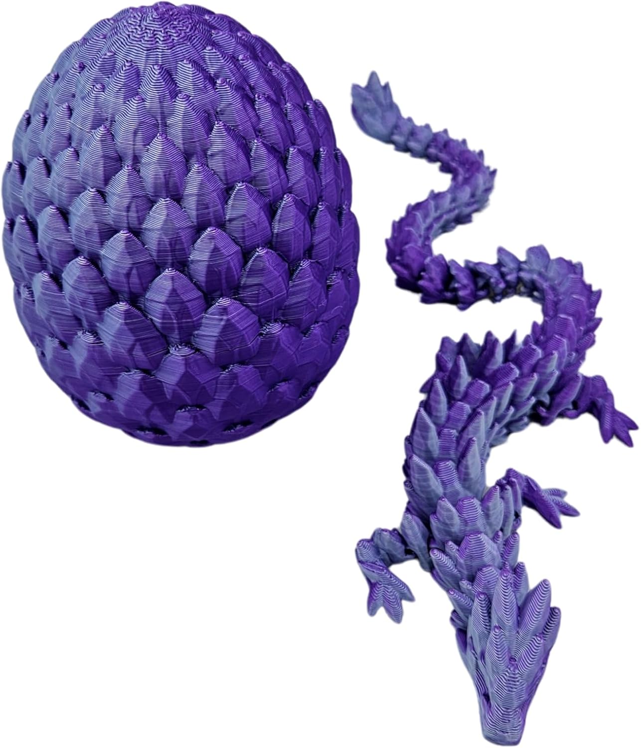 Skiennix 3D Printed Dragon Egg Fidget Figurine - Vibrant Color for ADHD & Anxiety Relief | Articulated Joints (Purple Mint Silk)