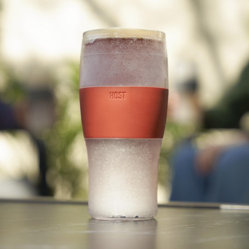 Host FREEZE Beer Glasses, Frozen Brew Mugs, Freezable Pint Glass Set, Insulated Beer Glass to Keep Your Drinks Cold, Double Walled Insulated Glasses, Gift for Dad, 16oz, Set of 2, Burnt Orange