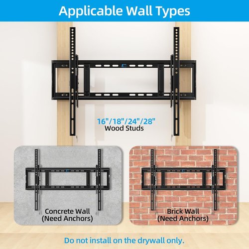 HOME VISION Heavy Duty Tilt TV Wall Mount Bracket - Supports 48-120 Inch Flat/Curved TVs, 200Lbs Capacity, Max VESA 800x600mm