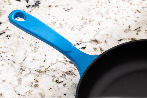 Lodge Enameled Cast Iron Skillet - 11-Inch, Vibrant Caribbean Blue Finish for Superior Cooking