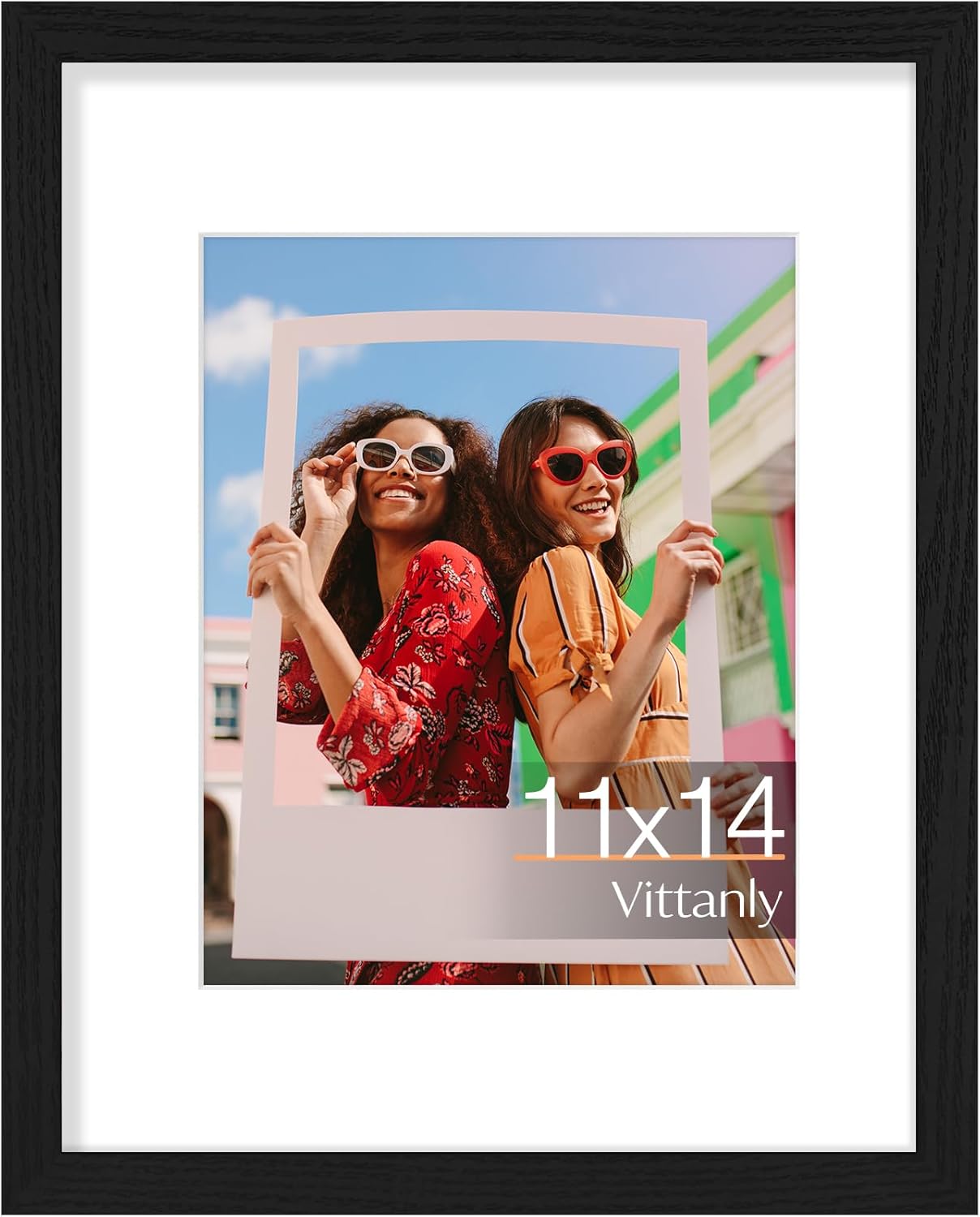 Vittanly 11x14 Picture Frame - Versatile Display for 8x10 or 11x14 Photos - Black, Wall Mountable