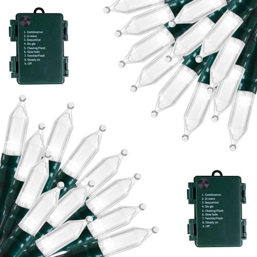 Brightown Christmas Lights - 50 LED Mini String Lights | 18 Feet, Waterproof, 8 Modes, Pure White