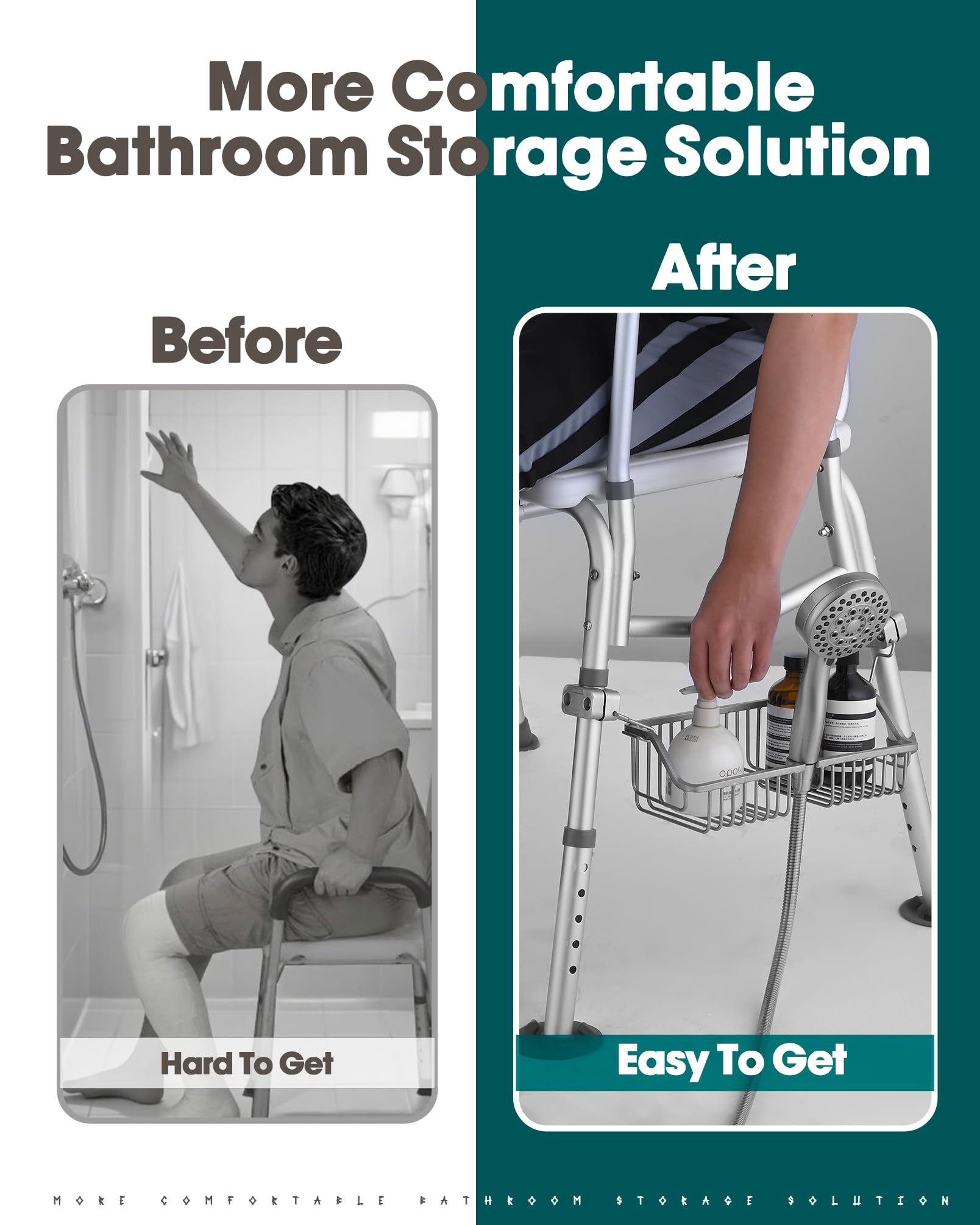 OrgCreator Rustproof Hanging Shower Caddy for Shower Chair, Stainless Steel Bathroom Basket for Bath Chair Bench,Showers Caddy Chair, Shampoo Bottle Holder for Elderly, Pregnant, Handicap, Patient
