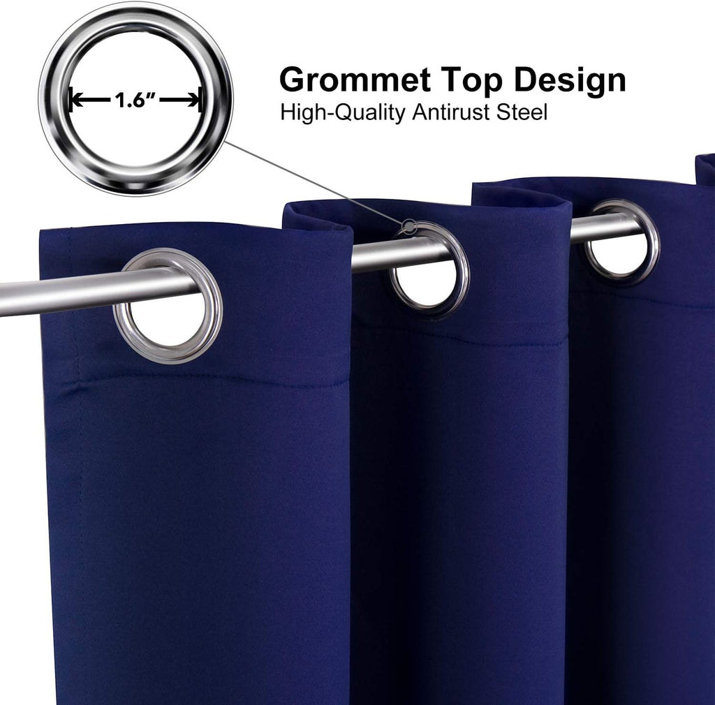 ChrisDowa Blackout Curtains - 108-Inch Long Thermal Insulated Grommet Panels | Navy Blue, 2-Panel Set