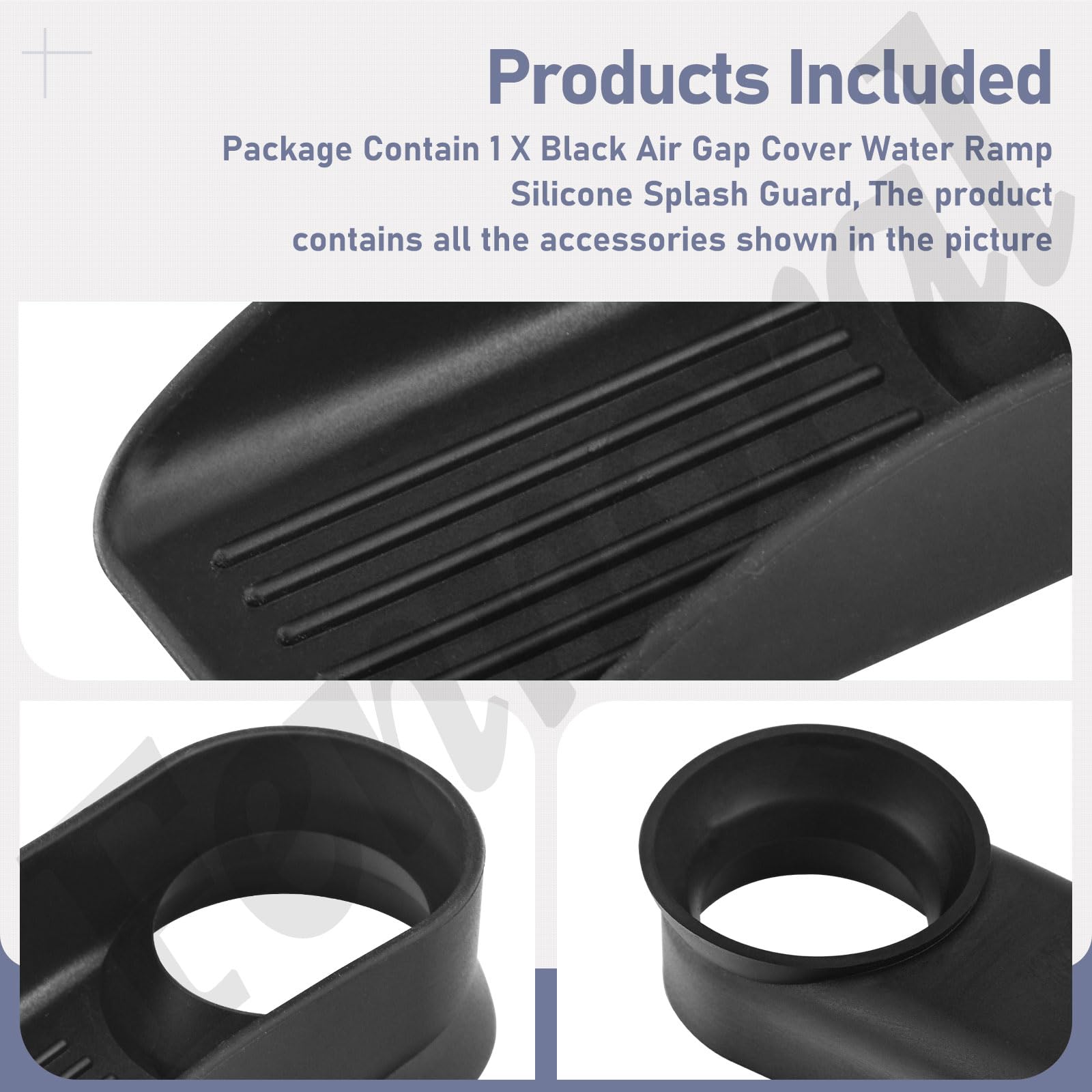 Air Gap Cover Water Ramp Silicone Splash Guard (Black), 4° Overflow Spout Extender, The Silicone Splash Guard Prevents Water From Splashing Around