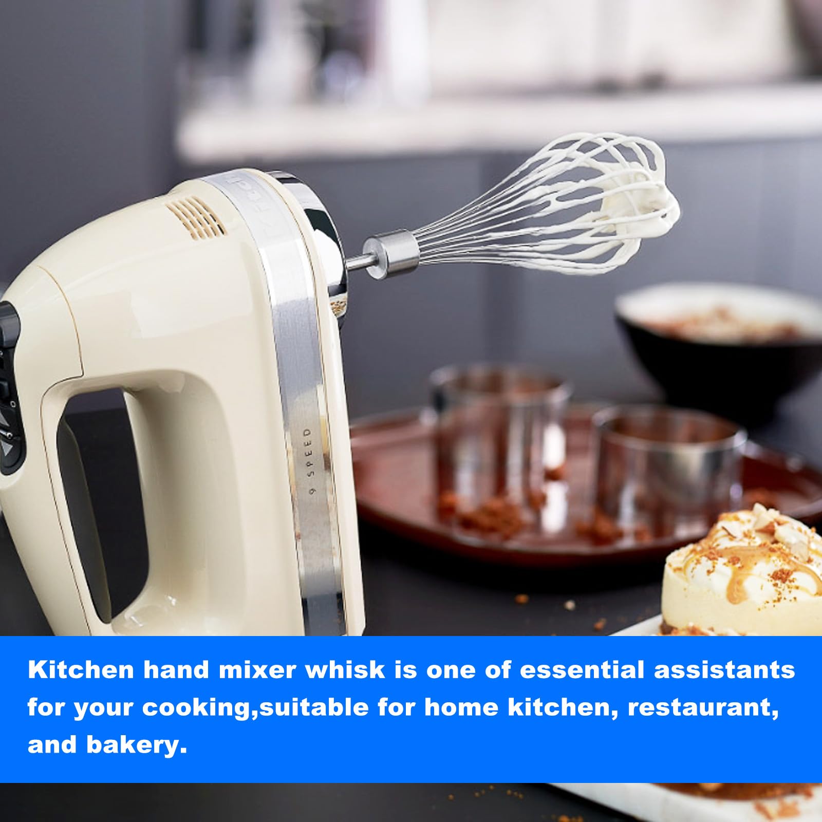 Kitchen Hand Mixer Whisk Attachments FOR KitchenAid Whisk KHMPW,KHM512BM KHM2B, AP5644233, KHM3, KHM5, W10720799, Kitchenaid Egg Beater - 2 Pack