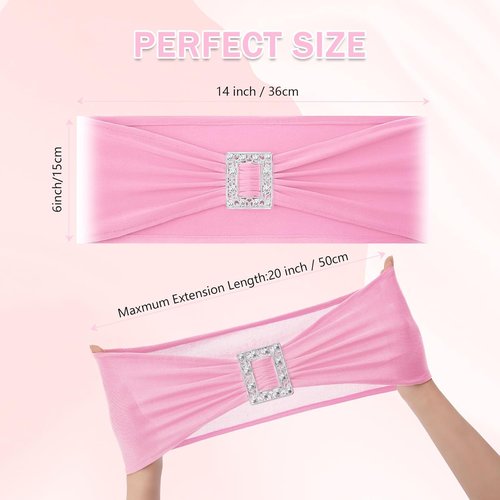 Joccun Spandex Chair Sashes - 30 PCS Stretch Covers with Buckle Slider for Weddings & Events | Pink